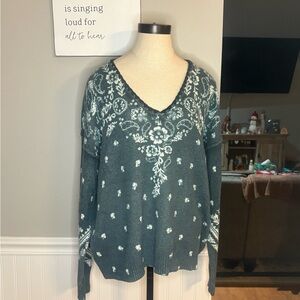 Sundance Teal and Cream Knit Sweater